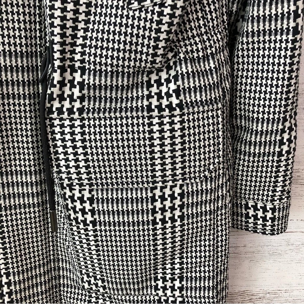 NWOT MOUSSY Houndstooth Plaid Wool Knit Coat with Fur Trim Sz 1 Small - Picture 5 of 16